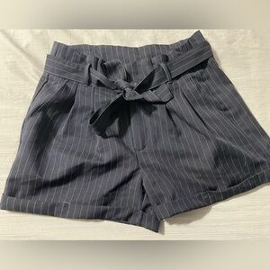 Sky and Sparrow Black Pinstripe High Waist Shorts